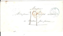 GENEVE Pour CHALON/S._1854_cachet Bleu_sans Timbre_+ Cachet Rouge SUISSE FERNEY_ Taxe Au Tampon 4 - Storia Postale