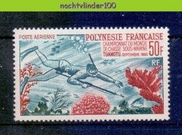 Ncz081 FAUNA VISSEN DUIKSPORT DIVING SPORTS CHAMPIONSHIP CORAL FISH FISCHE POISSONS POLYNESIE FRANCAISE 1965 PF/MNH - Diving