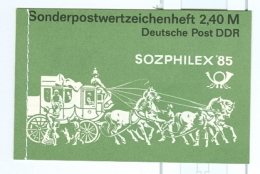 DDR Markenheft MH Mi. 8 Postfr. Sozphilex 1985 Briefmarkenausstellung Postkutsche - Libretti