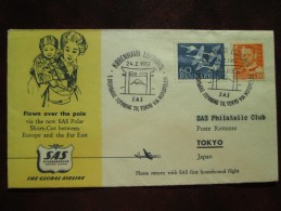 1957 Denmark - "First Flight" Cover - SAS, Copenhagen > Tokyo Via North Pole - Copenhagen Special Cancellation - Airmail