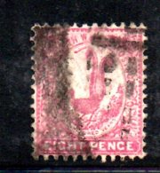 T714 - NEW SOUTH WALES 1905 , Gibbons N. 307 Usato . Fil Corona/A CAPOVOLTA . Piega - Used Stamps