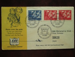 1957 Sweden - "First Flight" Cover - SAS, Copenhagen > Tokyo Via North Pole - Stockholm Special Cancellation - Storia Postale