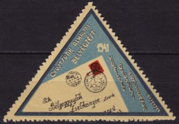 Bánffyhunyad Huedin Return Postmark Revisionism WAR Transylvania 1941 Hungary Romania Triangle LABEL CINDERELLA VIGNETTE - Transilvania