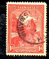 T732 - TASMANIA , 1 Pence Usato Con Filigrana   CAPOVOLTA - Oblitérés