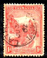 T733 - TASMANIA , 1 Pence Usato Con Filigrana   CAPOVOLTA - Oblitérés