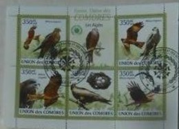 COMORES SHEET USED BIRDS OF PREY EAGLES - Arends & Roofvogels