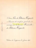 FAIRE PART MARIAGE BARON FELIX DE PITTEURS HIEGAERTS HENRIETTE BARONNE CHATEAU DE ZEPPEREN 1910 - Boda