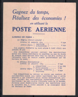 POSTE AERIENNE - RARE CARTE PUBLICITAIRE Des DIFFERENTS TARIFS Et PRINCIPALES SURTAXES AERIENNES Au DEPART De La FRANCE - 1927-1959 Lettres & Documents