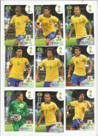 G-I-E , Trading Cards , Carte PANINI , Football , FIFA WORLD CUP , BRASIL , Brésil 2014 , BRASIL , LOT DE 9 CARTES - Trading-Karten