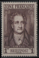 ALLEMAGNE Occupation Française 11 ** MNH Poète J.W. Von Goethe Poet Dichter (cv 3,24 €) - Sonstige & Ohne Zuordnung