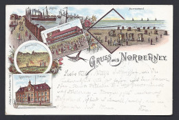 GRUSS AUS NORDERNEY HAFEN POST AMT LITHO 1898 FREY FRANKFURT Nach ZÜRICH SCHWEIZ - Norderney