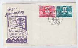 Ceylon Sri Lanka ILO 50TH ANNIVERSARY FDC 1969 - ILO