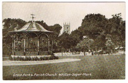 RB 1118 - 1922 Postcard - Grove Park Church & Bandstand - West-super-Mare Somerset - Weston-Super-Mare