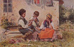 ENFANT Avec CARTES à JOUER / CHILDREN PLAYING CARDS : JOUVENCEAUX Aux CARTES - ILLUSTRATION : V. MAKOWSKY (v-173) - Cartes à Jouer