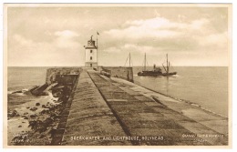 RB 1119 - Unlisted Raphael Tuck Postcard Breakwater & Lighthouse Holyhead - Anglesey Wales - Anglesey