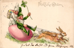 Ostern, Zwerge Mit Großem Ei Und Hasen, 1901 - Pascua