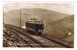 RB 1120 - Real Photo Postcard Electric Railway Car Climbing Snaefell Mountain Isle Of Man - Ile De Man