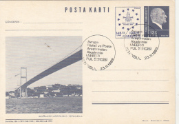 50230- ISTANBUL VIEW, BRIDGE, KEMAL ATATURK, POSTCARD STATIONERY, 1989, TURKEY - Interi Postali