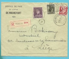 319+339+401 Op Brief Aangetekend Met Stempel ROCHEFORT - 1934-1935 Leopoldo III