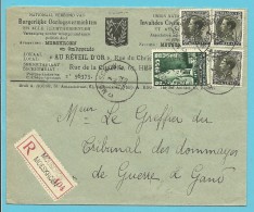 386+401 Op Brief Aangetekend Met Stempel MOUSCRON - 1934-1935 Leopoldo III