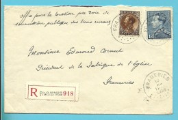 402+430 Op Brief Aangetekend Met Stempel FRAMERIES - 1934-1935 Léopold III