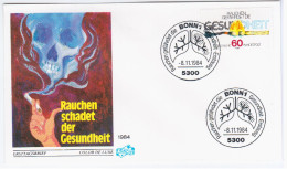 Germany Deutschland 1984 FDC Health & Medicine, Fight Against Smoking, Rauchen Schadet Der Gesundheit, Canceled In Bonn - 1981-1990