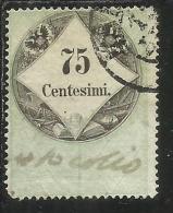 ANTICHI STATI ITALIANI ASI LOMBARDO VENETO 1854 MARCA DA BOLLO 75 CENT. ANNULLATO USED OBLITERE' - Lombardo-Veneto