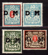 DANZIG Dienst 1922 - MiNr: 29-40  Lot 4x    * / MLH - Dienstzegels