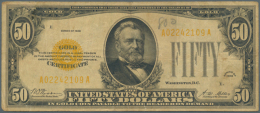 USA: 50 Dollars Gold Certificate, Series 1928, P.402 In Nice Attractive Condition, Small Graffiti At Upper Center,... - Andere & Zonder Classificatie