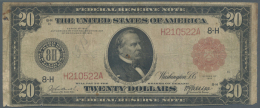 USA: 20 Dollars Federal Reserve Note, Series 1914 With Portrait Of President Cleveland, With Red Seal And Letter H... - Other & Unclassified