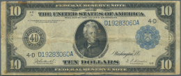USA: 10 Dollars Federal Reserve Note, Series 1914 With Blue Seal At Right, Letter 4-D Cleveland-Ohio At Left And... - Andere & Zonder Classificatie