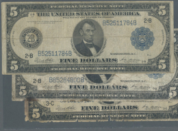 USA: Set With 3 Banknotes 5 Dollars Federal Reserve Note, Series 1914 With Blue Seal, 2 Of Them With Letter 2-B New... - Andere & Zonder Classificatie