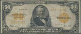 USA: 50 Dollars Gold Certificate Series 1922 With Portrait Of President Grant, P.276 With A Number Of Folds And... - Autres & Non Classés