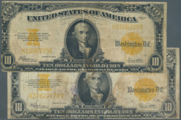 USA: Pair With 2 Notes 10 Dollars Gold Coin, Series 1922, P.274 With Several Traces Of Use With Folds, Small Tears,... - Other & Unclassified