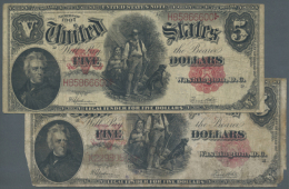 USA: Pair Of 2 Notes 5 Dollars United States Note, Series 1907, Signature Speelman & White, P.186. Both Notes... - Other & Unclassified