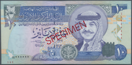 Jordan: 10 Dinars 1996 SPECIMEN, P.31as In UNC Condition. Rare Specimen Note From Jordan With Portrait Of King... - Jordanië