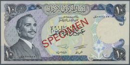 Jordan: 10 Dinars ND(1975-92) SPECIMEN, P.20bs In Perfect UNC Condition. Hard To Find Specimen Note From Jordan (R) - Jordanië