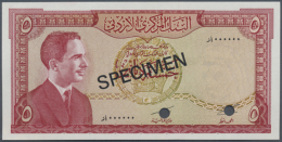 Jordan: 5 Dinars ND SPECIMEN, P.15s In Perfect UNC Condition. Very Hard To Find Specimen Note With Portrait Of King... - Jordan