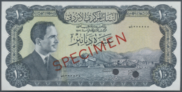 Jordan: 10 Dinars L.1959 (1965) SPECIMEN, P.12s In Perfect UNC Condition. Very Hard To Find Specimen Note (R) - Jordanië