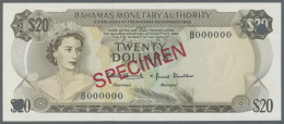 Bahamas: Collectors Set Of 7 Different SPECIMEN Banknotes Containing 1/2 Dollar, 1 Dollar, 3 Dollars, 5 Dollars, 10... - Bahamas
