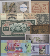 Various Countries: Nice Mixture With 102 Banknotes, Advertising Notes And Fantasy Prints From Lithuania, France,... - Andere & Zonder Classificatie