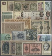 Various World Banknotes: Nice Collection With 45 Banknotes From Skandinavian Countries Denmark, Sweden, Finland And... - Other & Unclassified
