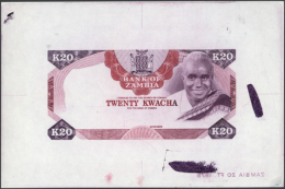 Zambia: 20 Kwacha ND(1974) Uniface PROOF P. 18p. This Proof Is A Security Designers Proof Which Was Not Printed On... - Zambia