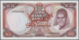 Zambia: 5 Kwacha ND(1973) SPECIMEN, P.15s In Perfect UNC Condition (D) - Zambia