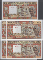 West African States: Set Of 5 Different SPECIMEN Notes 10.000 Francs ND With Issues For Ivory Coast (A), Benin (B),... - West African States