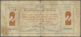 Ukraine: Ostrizhske Municipality (ÐžÑÑ‚Ñ€iÐ¶ÑÑŒÐºÐµ  ÐœiÑÐºÐµ  Ð¡Ð°Ð¼Ð¾Ð²Ñ€Ð°Ð´ÑƒÐ²Ð°Ð½Ð½Ñ), 2 Hrivni 1919... - Oekraïne