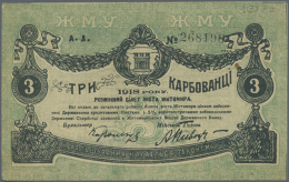 Ukraine: Zhytomyr City Government (Ð–Ð¸Ñ‚Ð¾Ð¼Ð¸Ñ€ÑÑŒÐºÐ°  ÐœiÐ¹ÑÑŒÐºÐ°  Ð£Ð¿Ñ€Ð°Ð²Ð°), 3 Karbovantsiv 1918 P.... - Oekraïne