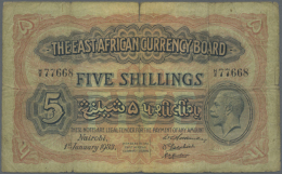 East Africa: 5 Shillings 1933 Portrait KGV P. 20, In Used Conditoin With 3 Strong Vertical And One Horizontal Fold,... - Andere - Afrika