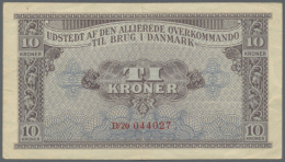 Denmark: Allied Supreme Command 10 Kroner ND(1945), P.M4 With Some Folds And Creases In The Paper, Graffiti On... - Denemarken