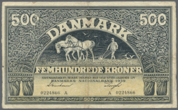 Denmark: 500 Kroner 1939, P.34a, Several Folds And Tiny Repaired Tear At Upper Margin. Condition: F (D) - Denemarken